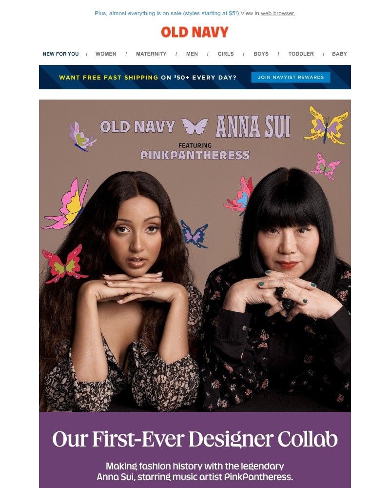 Screenshot of email sent to a Old Navy Newsletter subscriber