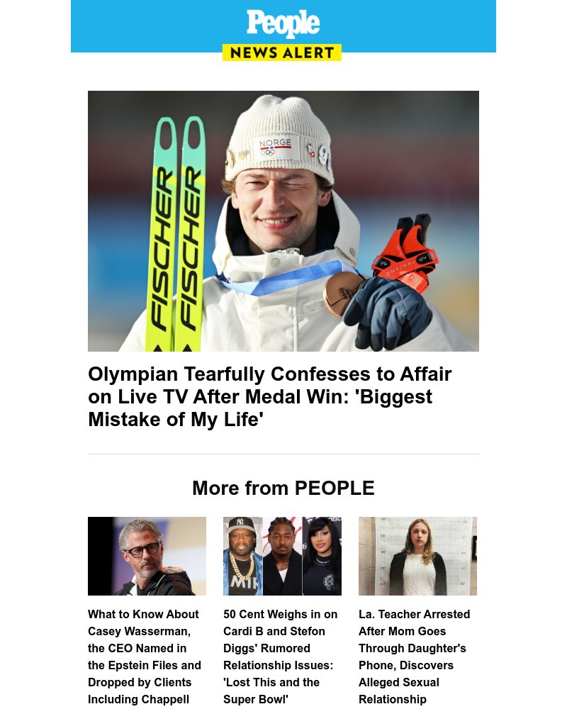 Screenshot of email sent to a People Newsletter subscriber