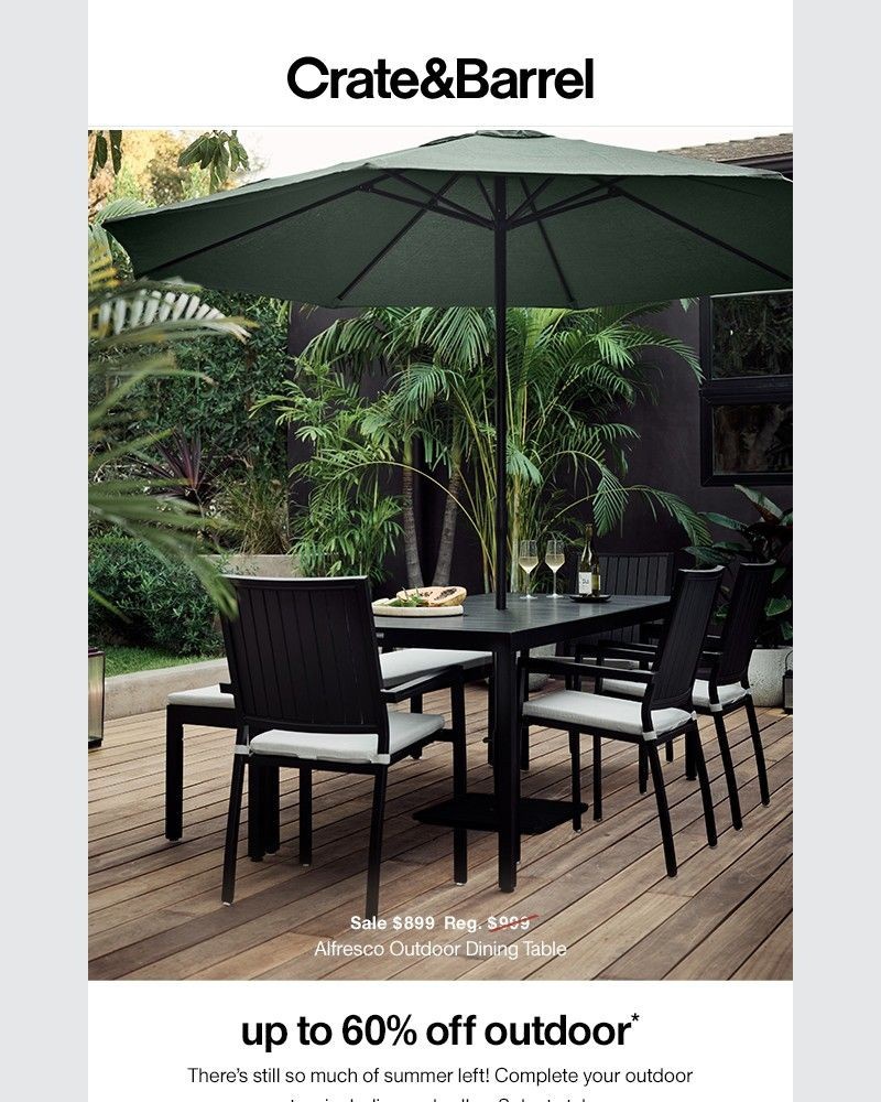 Screenshot of email sent to a Crate & Barrel Newsletter subscriber