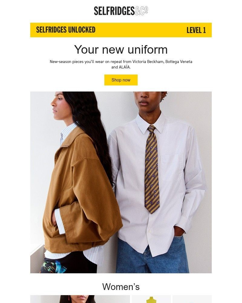 Screenshot of email sent to a Selfridges Newsletter subscriber