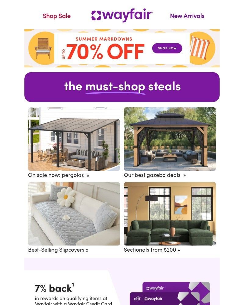 Screenshot of email sent to a Wayfair Newsletter subscriber