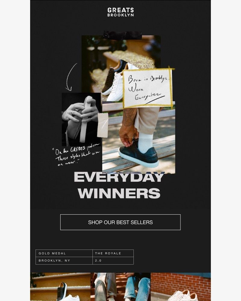 Screenshot of email sent to a Greats Newsletter subscriber