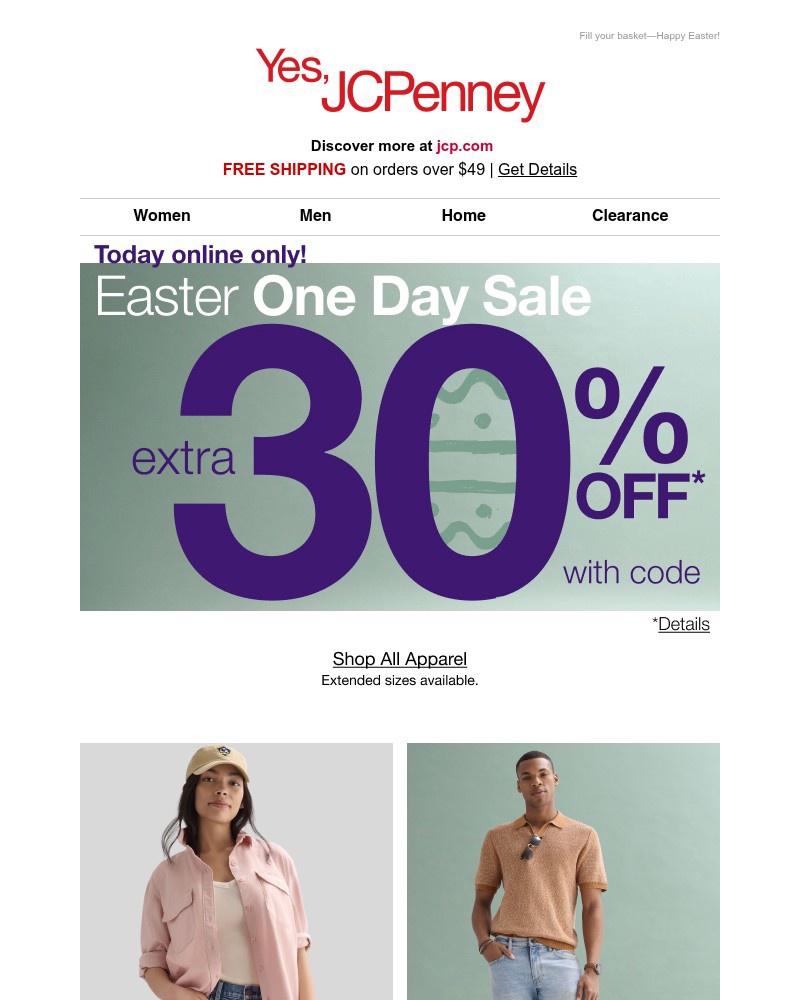 Screenshot of email sent to a JCPenney Newsletter subscriber