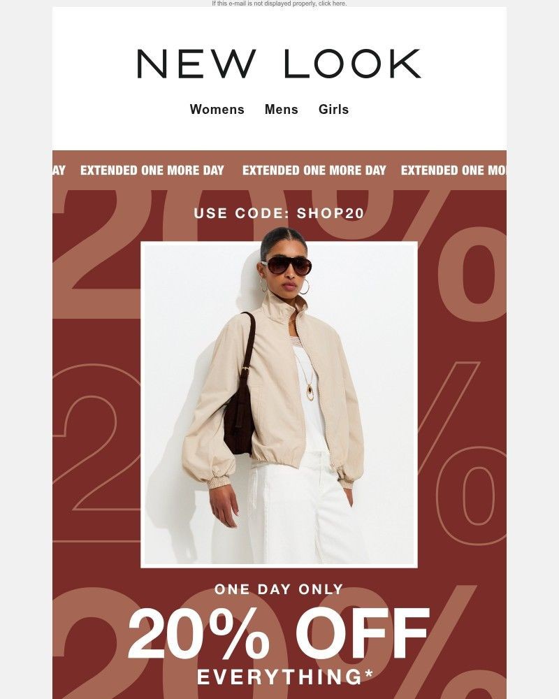 Screenshot of email sent to a New Look Newsletter subscriber