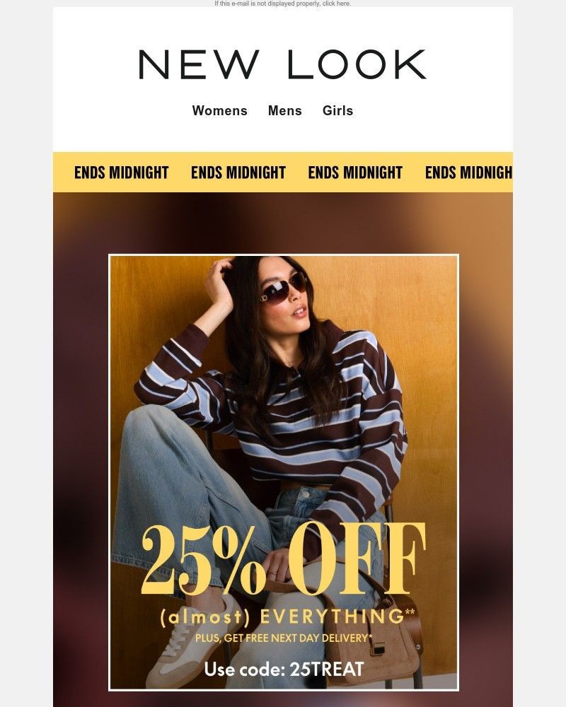 Screenshot of email sent to a New Look Newsletter subscriber