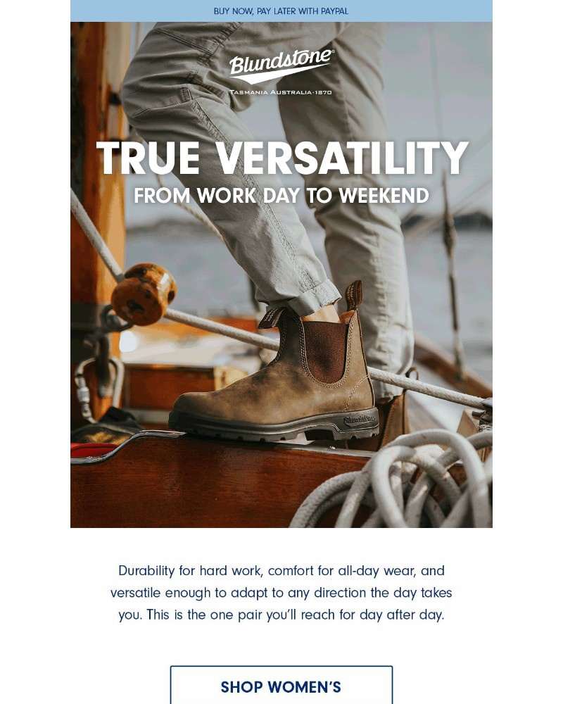 Screenshot of email sent to a Blundstone Newsletter subscriber