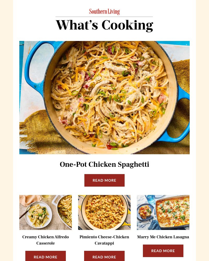 Screenshot of email sent to a Southern Living Newsletter subscriber