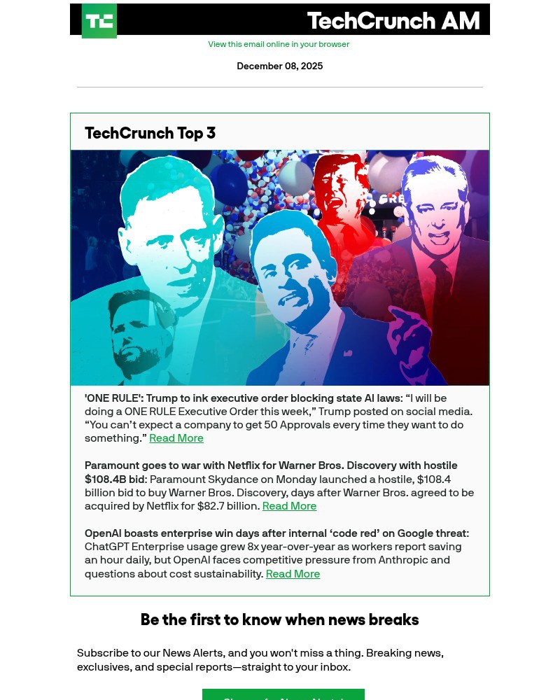 Screenshot of email with subject /media/emails/one-rule-trump-to-ink-executive-order-blocking-state-ai-laws-b5e321-cropped-2f363132.jpg