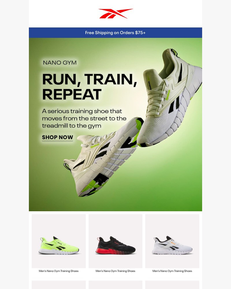 Screenshot of email sent to a Reebok Newsletter subscriber