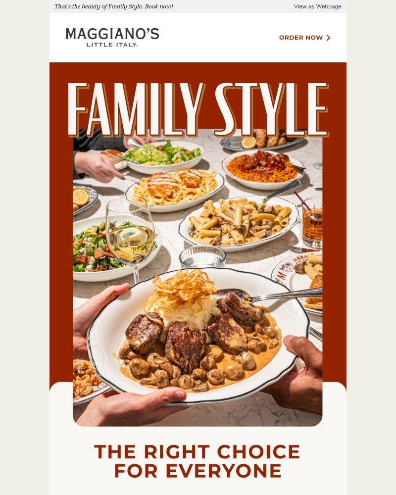 Screenshot of email sent to a Maggiano’s Little Italy Newsletter subscriber