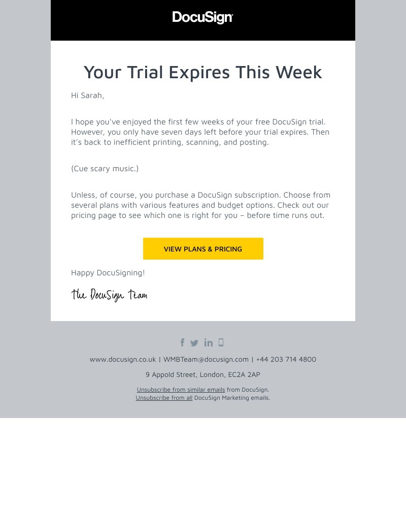 Screenshot of email with subject /media/emails/one-week-left-before-your-docusign-trial-expires-7bb16a-cropped-a787e44a.jpg