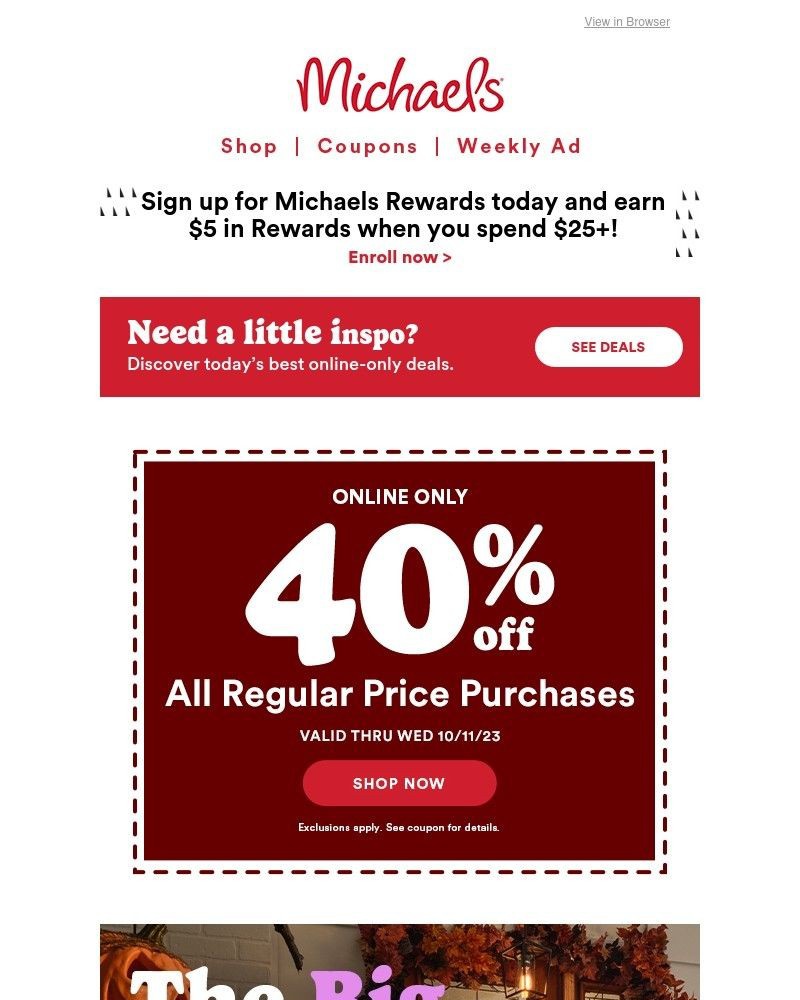 COUPON ALERT! Discover amazing deals inside. - Michaels Stores