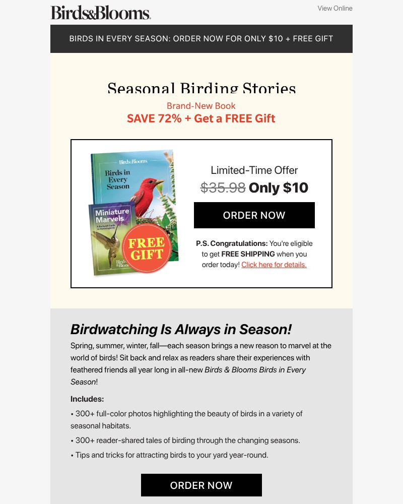 Screenshot of email sent to a Reader’s Digest Newsletter subscriber