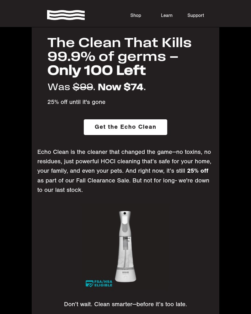 Screenshot of email with subject /media/emails/only-100-left-echo-clean-is-almost-gone-d665c9-cropped-d4beb4c9.jpg