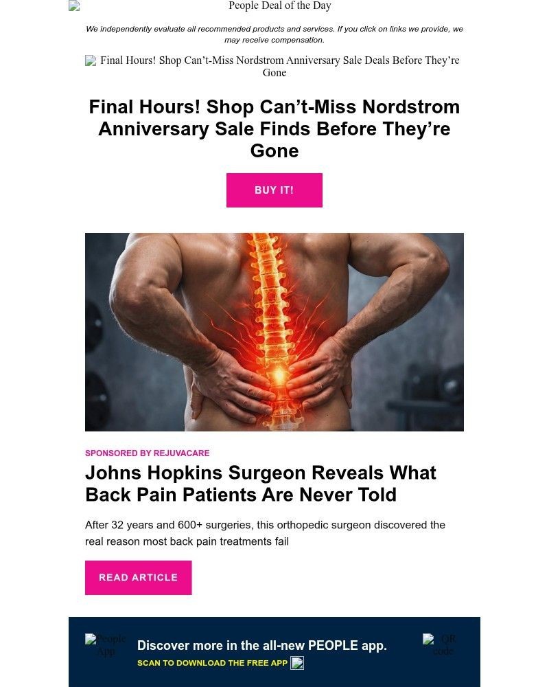 Screenshot of email sent to a People Newsletter subscriber