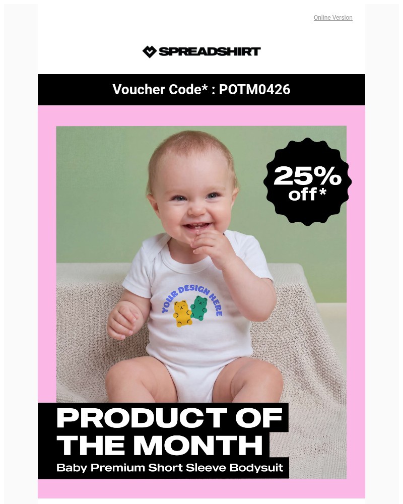 Screenshot of email sent to a Spreadshirt Newsletter subscriber