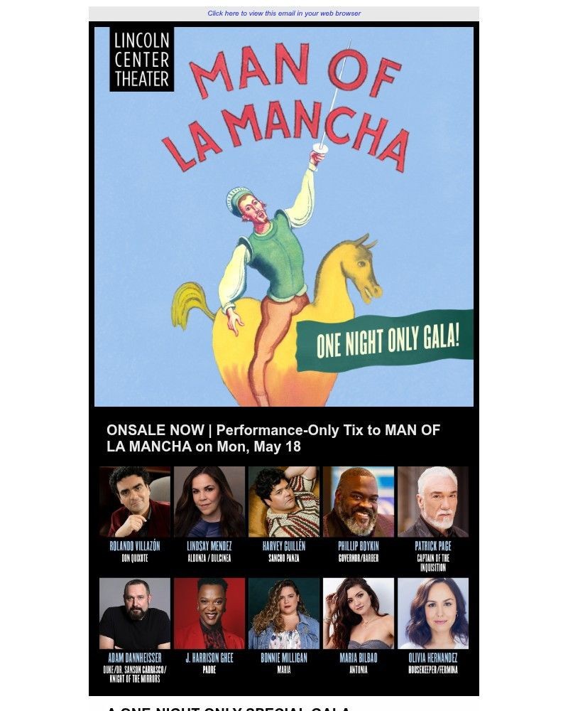 Screenshot of email sent to a Lincoln Center Theater Newsletter subscriber