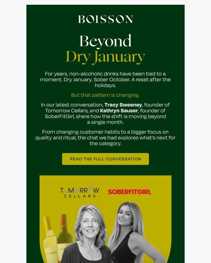 Screenshot of email sent to a Boisson Newsletter subscriber