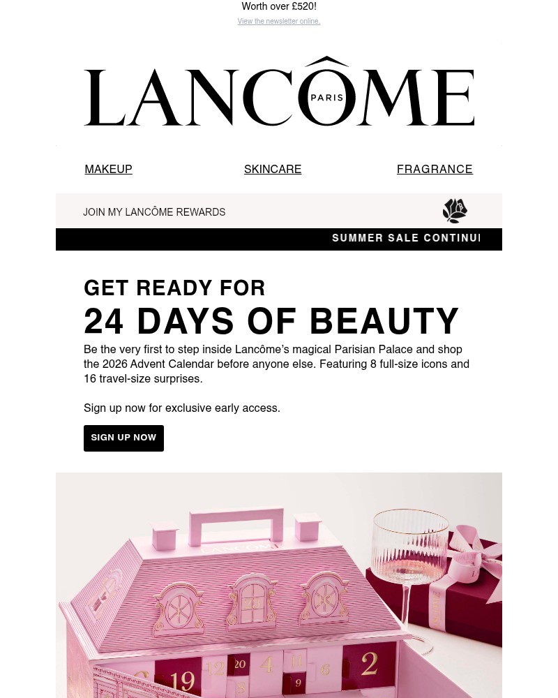 Screenshot of email sent to a Lancôme Newsletter subscriber