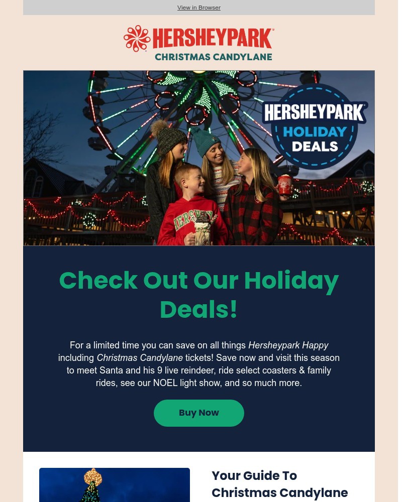 Screenshot of email sent to a Hershey Park Newsletter subscriber