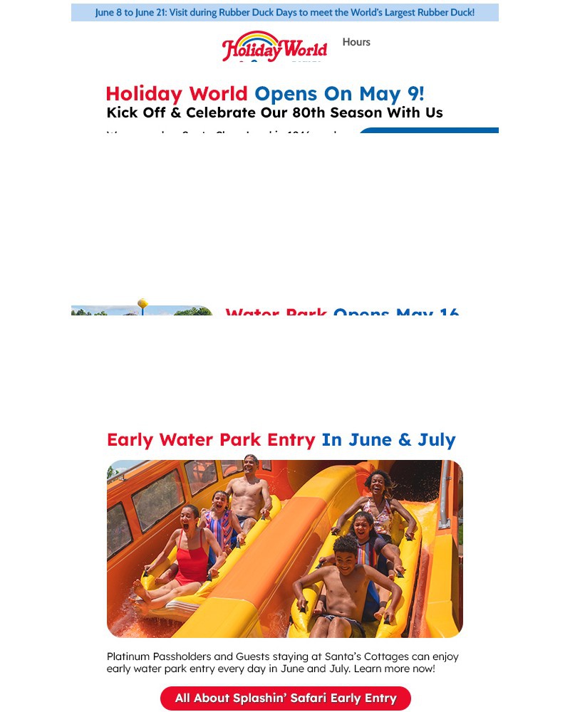 Screenshot of email sent to a Holiday World Newsletter subscriber