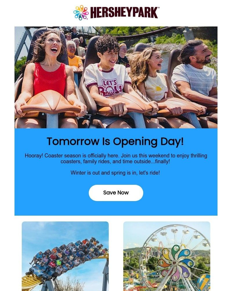 Screenshot of email sent to a Hershey Park Newsletter subscriber