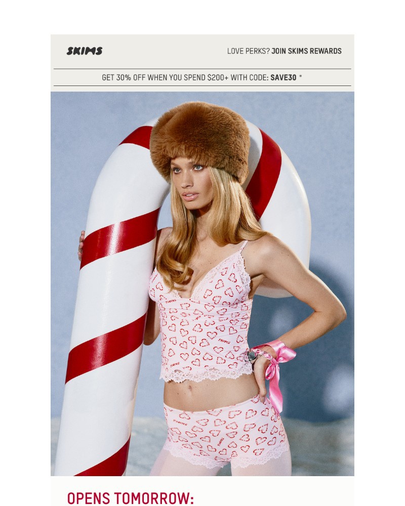 Screenshot of email sent to a Skims Newsletter subscriber