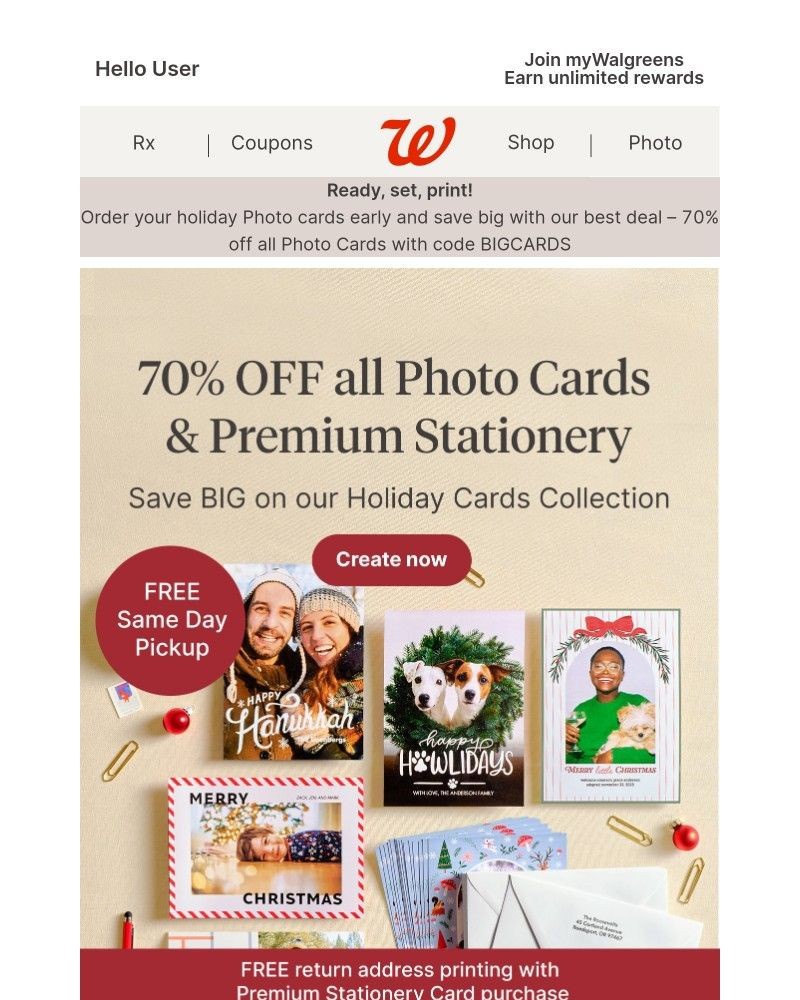 Screenshot of email sent to a Walgreens Registered user