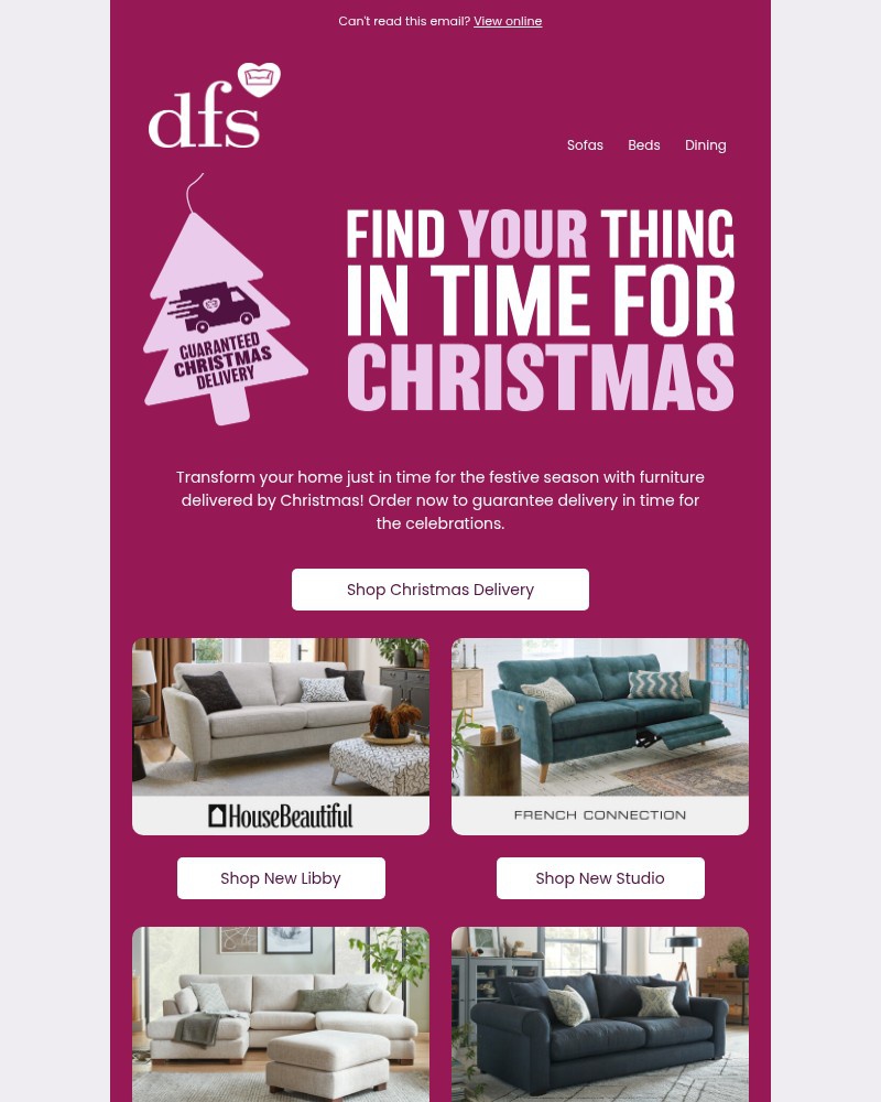 Screenshot of email sent to a DFS Cart abandoner