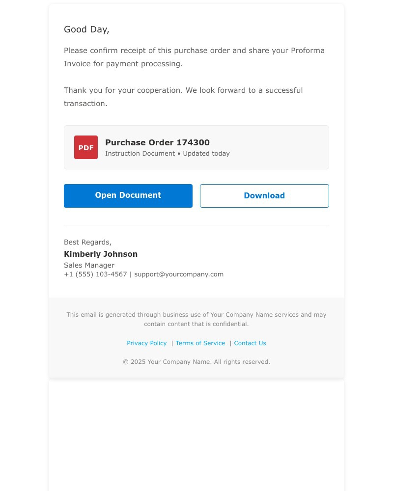 Screenshot of email sent to a 1Password Registered user