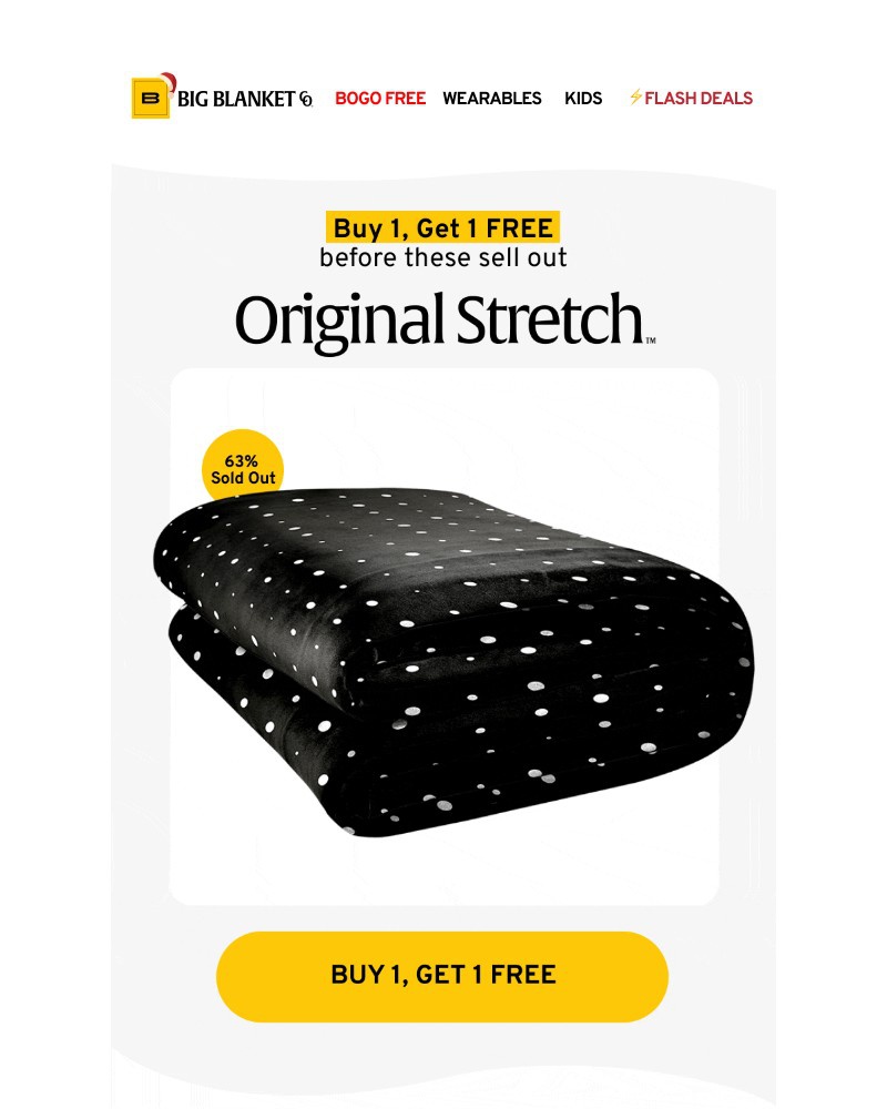 Screenshot of email sent to a Big Blanket Co. Newsletter subscriber