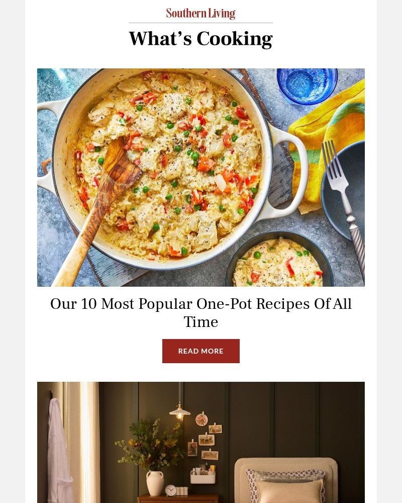 Screenshot of email sent to a Southern Living Newsletter subscriber