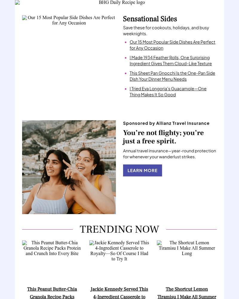 Screenshot of email sent to a Better Homes and Gardens Newsletter subscriber