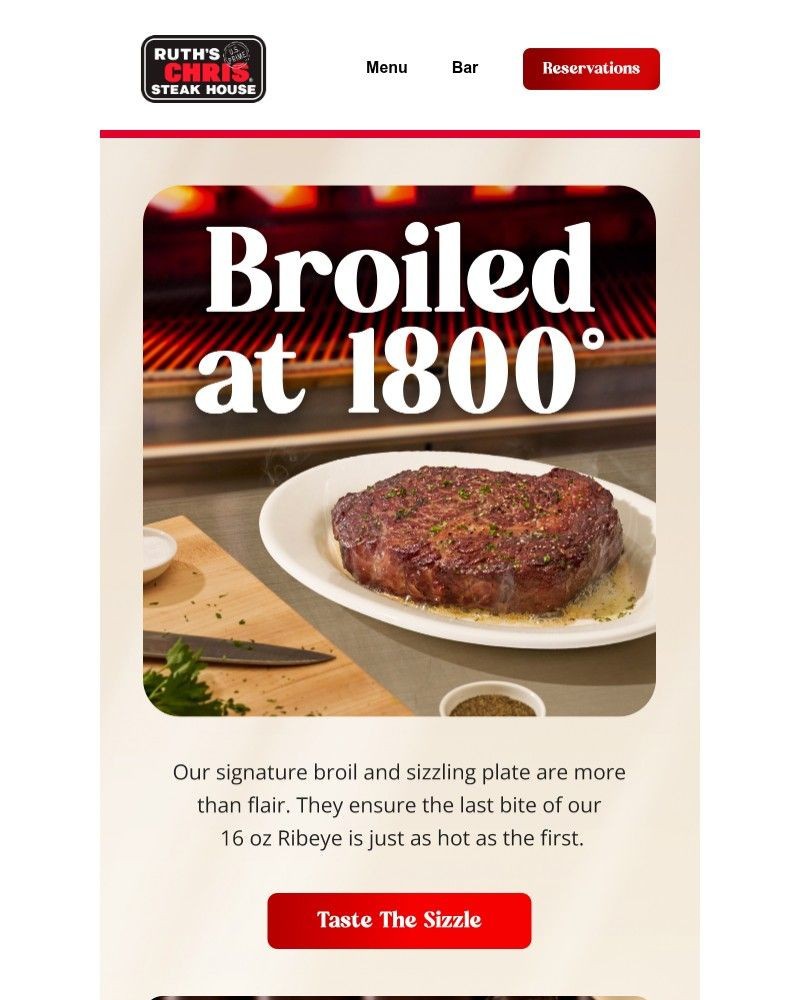 Screenshot of email sent to a Ruth’s Chris Newsletter subscriber