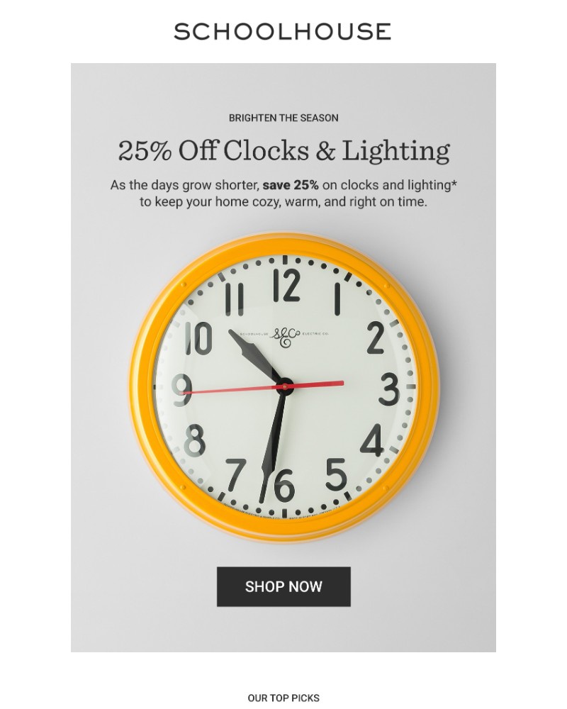 Screenshot of email sent to a Schoolhouse Newsletter subscriber