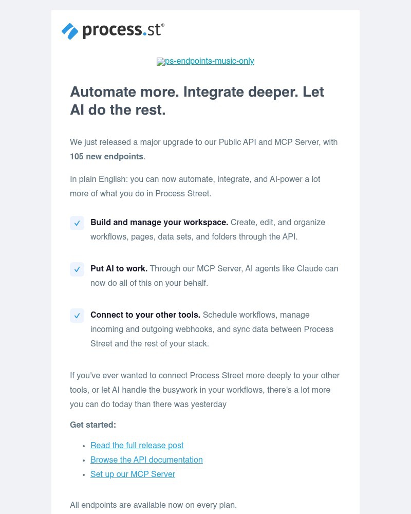 Screenshot of email sent to a Process Street Trial user
