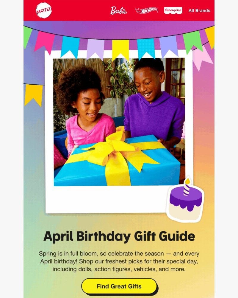Screenshot of email sent to a Mattel Newsletter subscriber