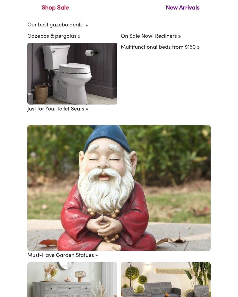 Screenshot of email sent to a Wayfair Newsletter subscriber