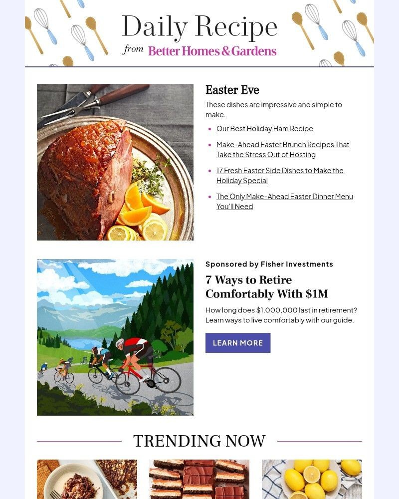 Screenshot of email sent to a Better Homes and Gardens Newsletter subscriber