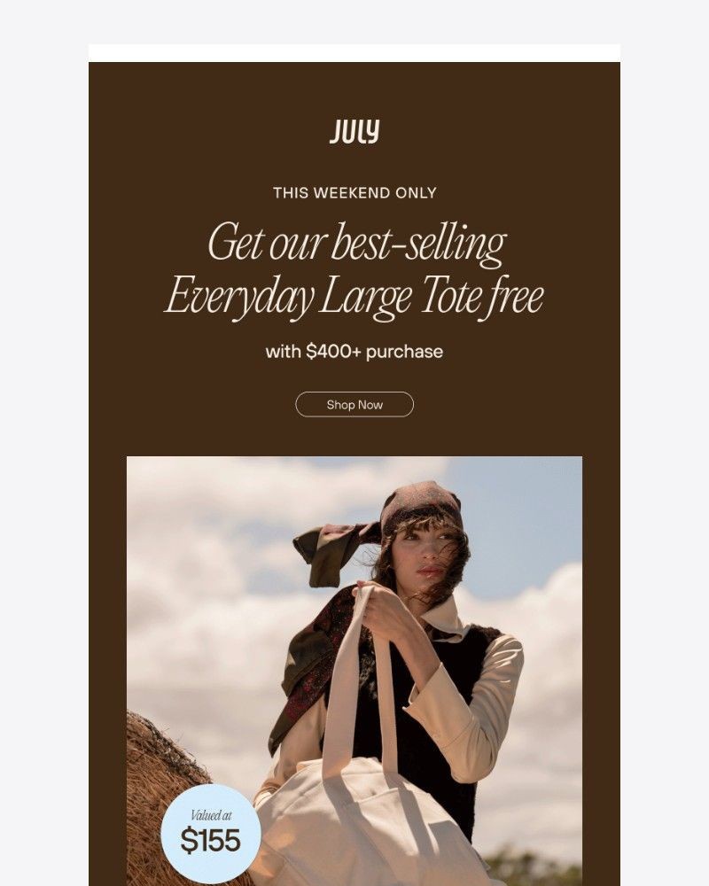 Screenshot of email sent to a July Newsletter subscriber
