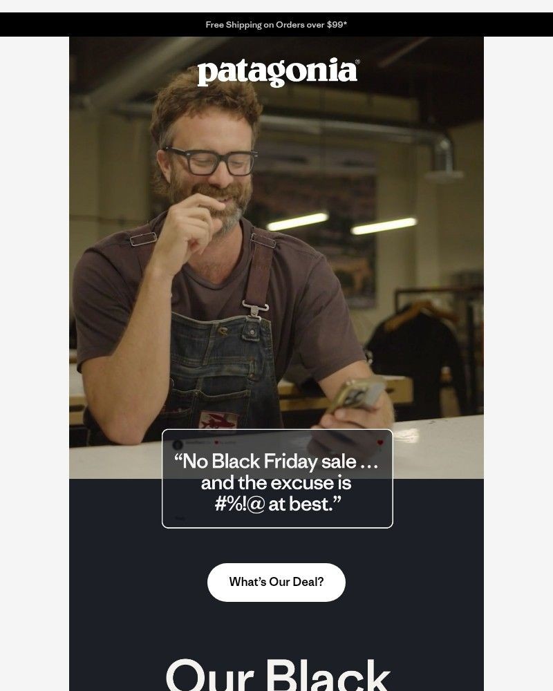 Screenshot of email sent to a Patagonia Newsletter subscriber