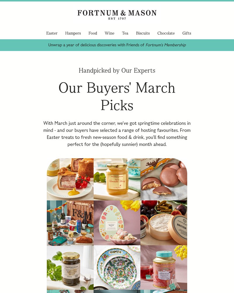 Screenshot of email sent to a Fortnum & Mason Newsletter subscriber
