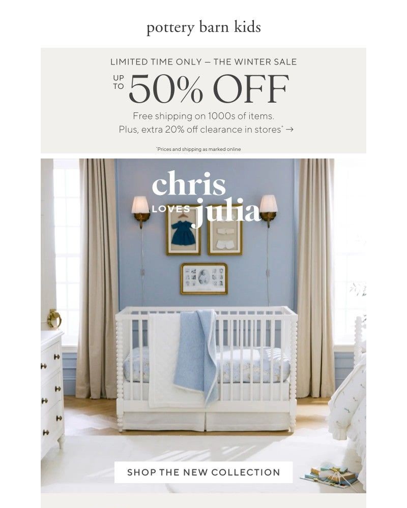 Screenshot of email sent to a Pottery Barn Newsletter subscriber