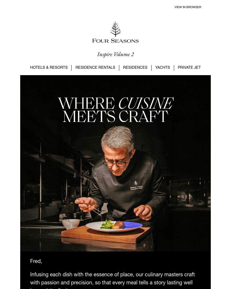 Screenshot of email sent to a Four Seasons Registered user