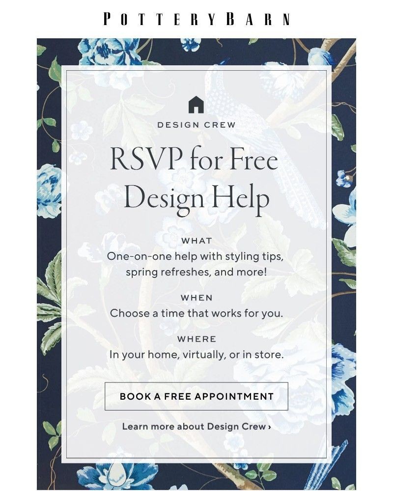 Screenshot of email sent to a Pottery Barn Newsletter subscriber