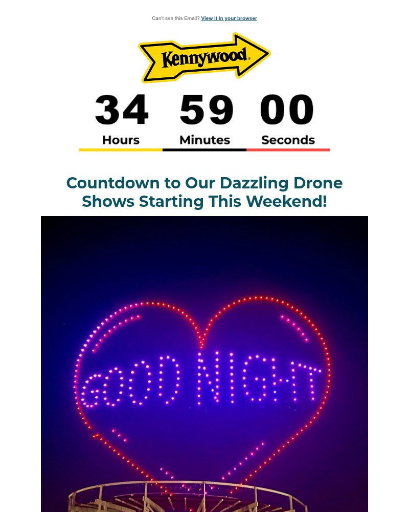 Screenshot of email sent to a Kennywood Newsletter subscriber