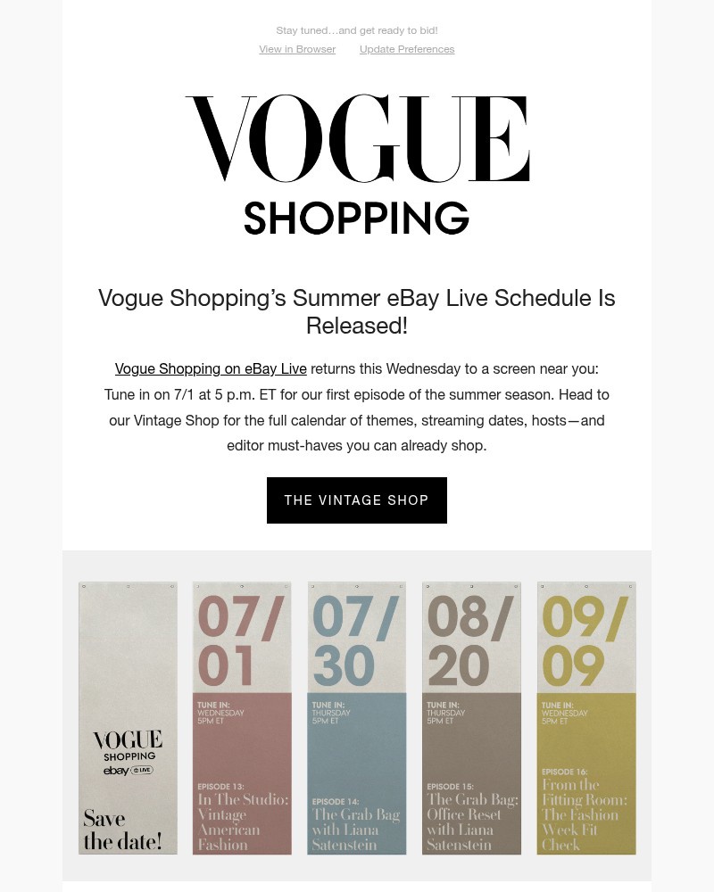 Screenshot of email sent to a Vogue Newsletter subscriber
