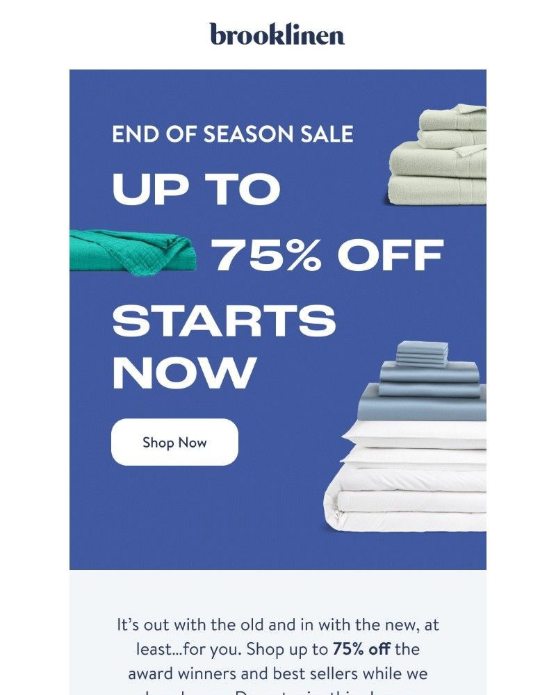 Screenshot of email sent to a Brooklinen Newsletter subscriber