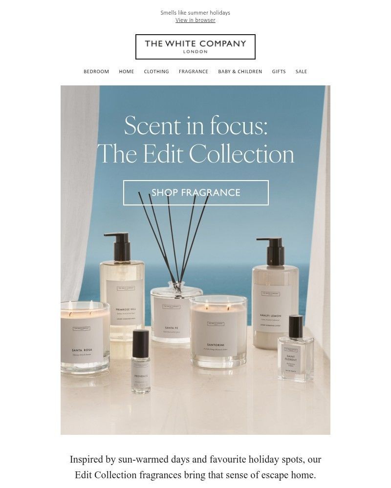 Screenshot of email sent to a The White Company Cart abandoner