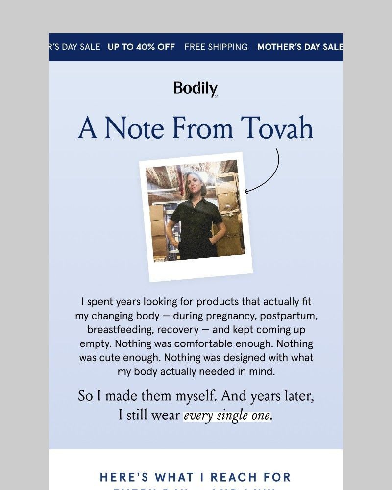 Screenshot of email sent to a Bodily Newsletter subscriber